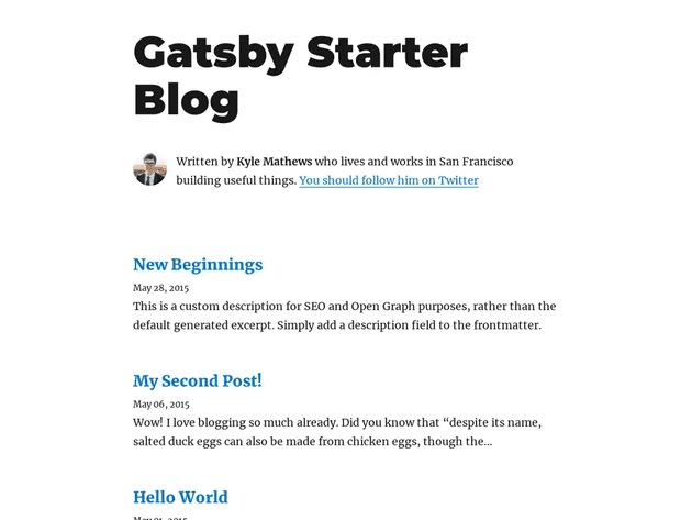 Top page of gatsby-starter-blog